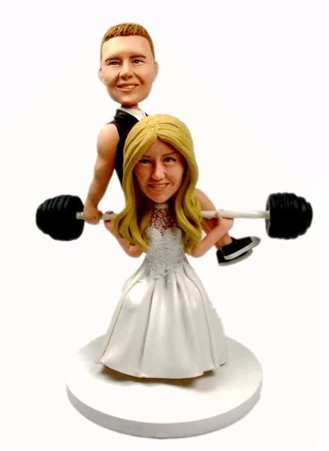 Personalized cake topper bride weightlift groom cake toppers